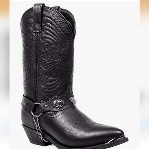 MASTERSON Deertan Concho Western Cowgirl Boots – Black Leather – Size 6W
